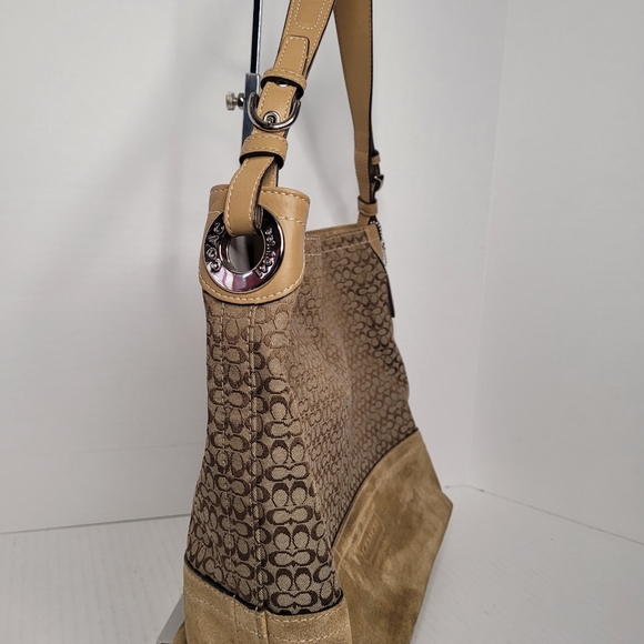 Coach Signature C's Camel Suede Jacquard Lg Tote M0778-F11666 - Picture 2 of 14